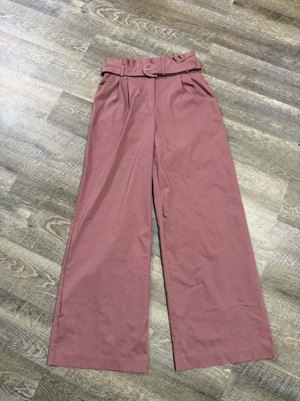 Express Wide Leg Super High Rise Pleated Belted Rose/Mauve Pants Sz 8 NWOT